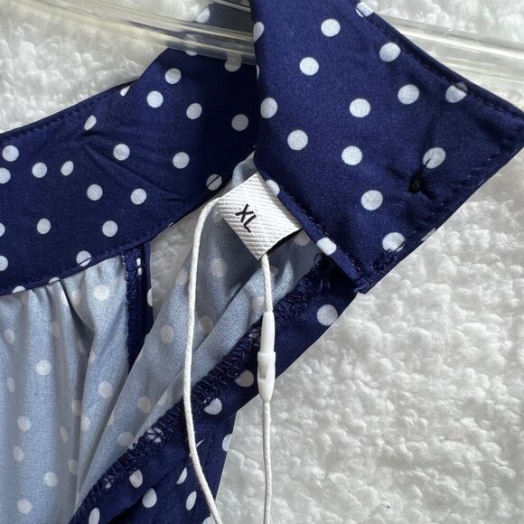 NWT Made With Love Women XL Navy Polka Dot Tiered Ruffled Maxi Dress Flowy Retro - Picture 14 of 16